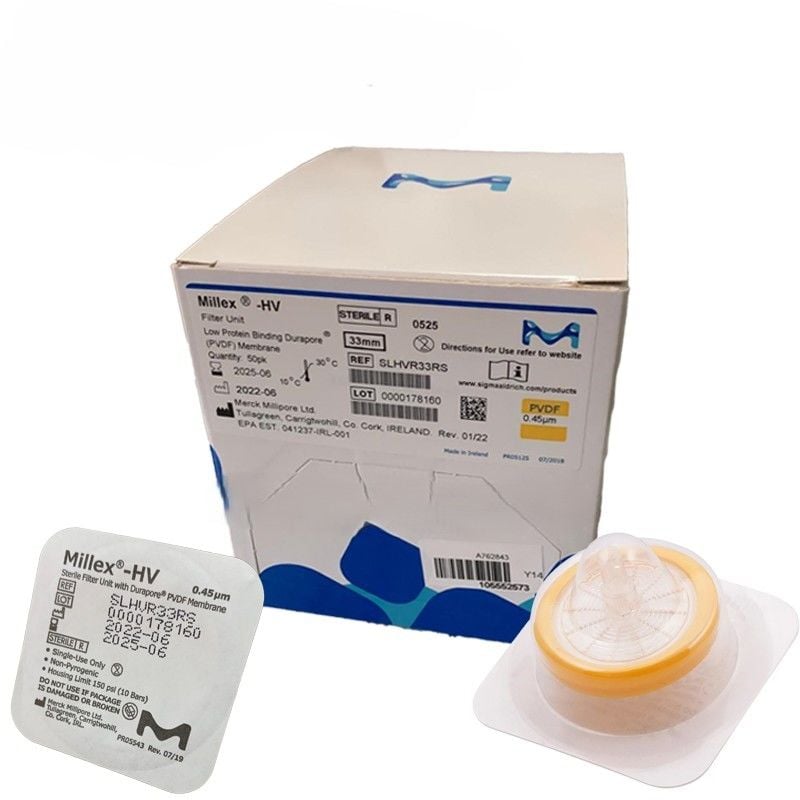 Millex-HV Şırınga Ucu Filtre 0.45 µm PVDF 33 mm tek tek gama steril  SLHVR33RS 50 Adet