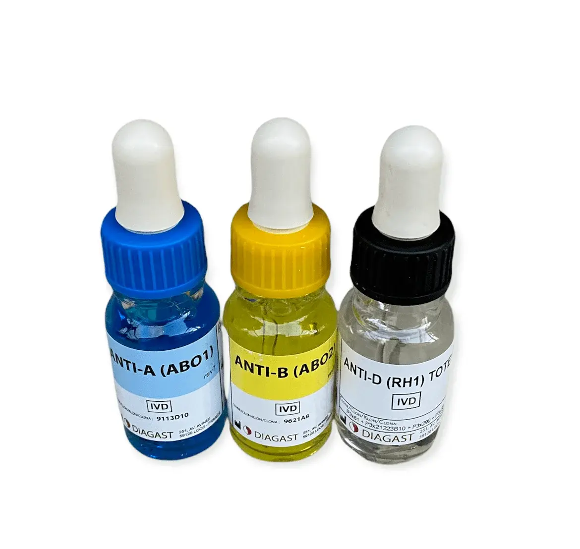 Kan grubu takımı Anti A, Anti B, Anti D 200 test şişeleri