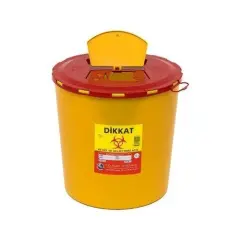 Tıbbi atık kovası 12 lt sarı gövde kırmızı kapak