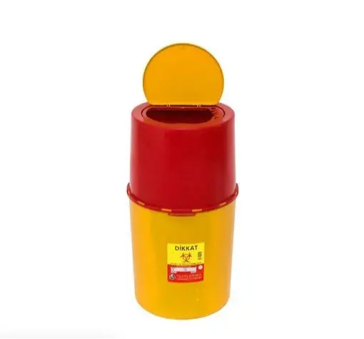Tıbbi atık kovası 30 lt sarı gövde kırmızı kapaklı