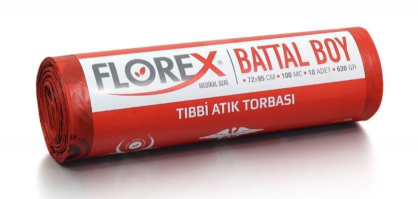 Tıbbi Atık Poşeti Battal Boy 72 cm x 95 cm 10'lu Rulo