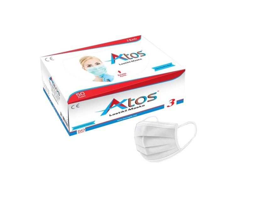 Beyaz Maske 3 Katlı Telli Filtreli Ultrasonik