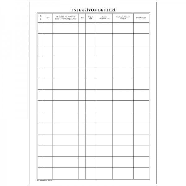 Enjeksiyon Defteri 200 Sayfa
