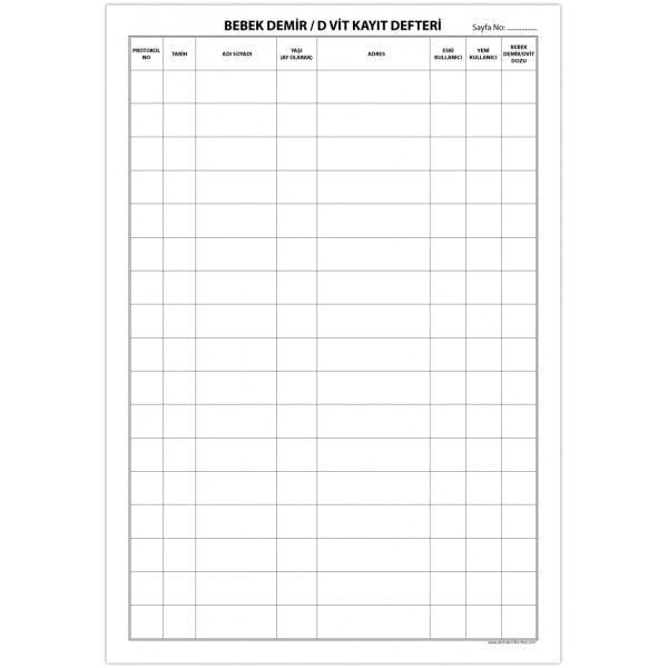 Bebek Demir D Vitamini Kayıt Defteri 200 Sayfa