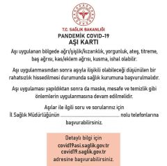 Pandemik Covid 19 Aşı Kartı