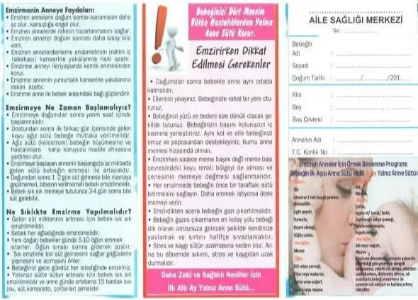 Anne sütü emzirme ve emzikli anne beslenme broşürü dış yüz