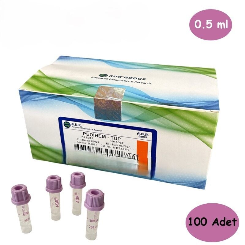 K2 Edtalı Tüp 0,5 ML Pediatrik Mor Kapak 100 Adet