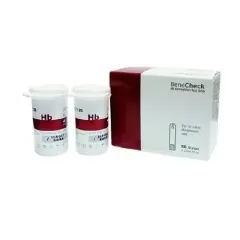 Benecheck hemoglobin ölçüm stribi kutusu ve şişeleri