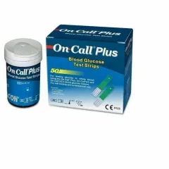 On Call Plus şeker ölçüm stribi kutusu ve şişesi
