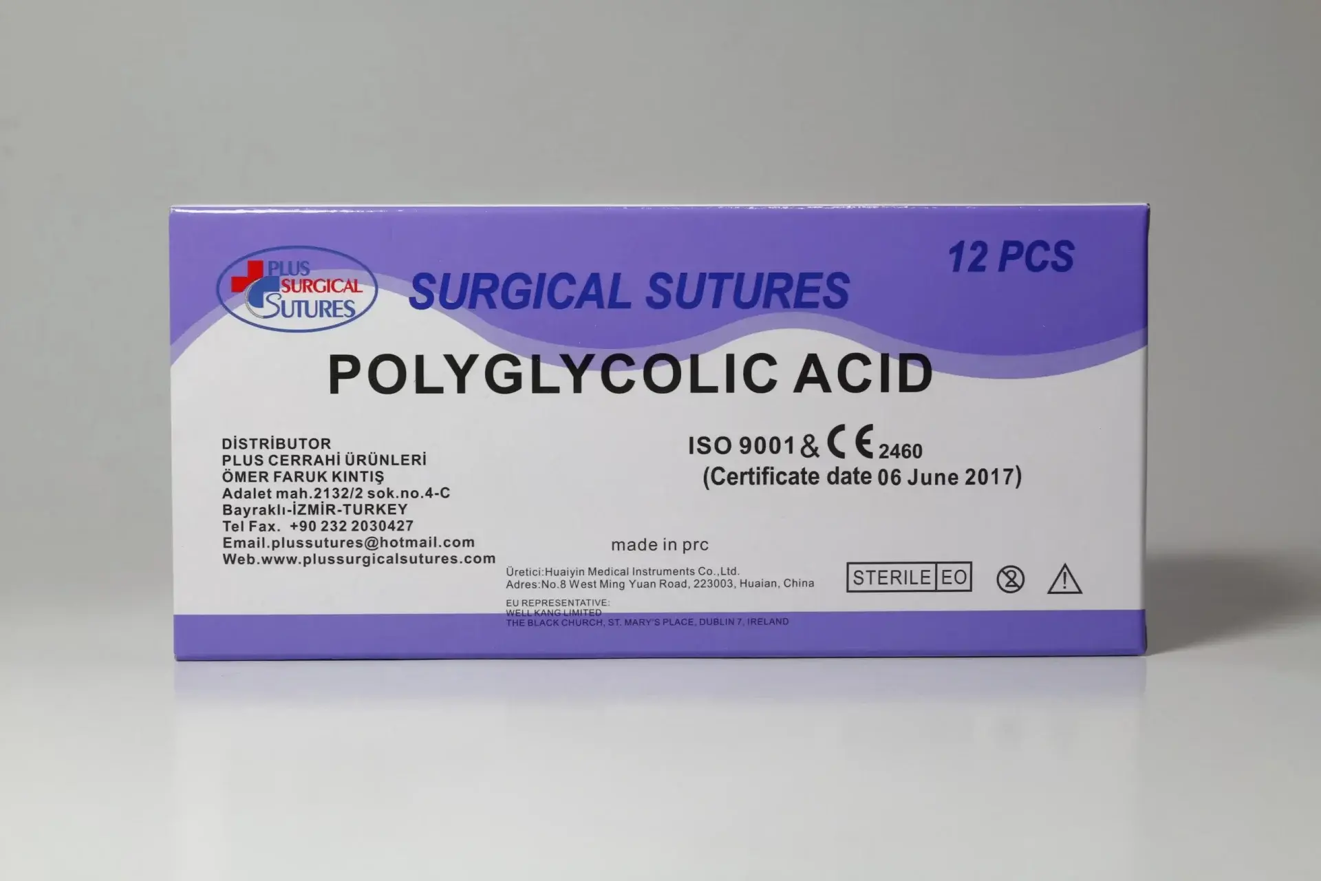 PGA polyglycolic acid emilebilir cerrahi iplik 12'li kutu