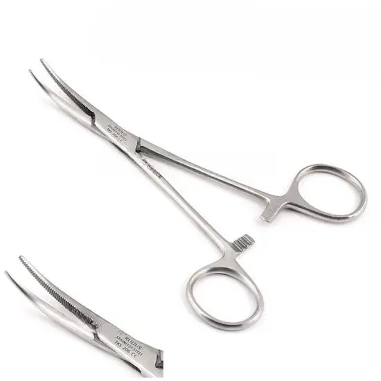 Eğri hemostatik pens 16 cm