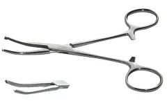 Eğri Kocher pensi 15 cm 1x2 dişli uç detayı