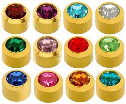 Küpe Steril 12 Çift Renkli Taşlı Küpe Tabakası