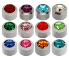 Steril Küpe 12 Çift Renkli Taşlı Küpe Tabakası Gümüş Karışık