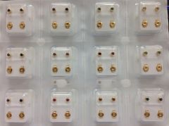 Steril Küpe 12 Çift Renkli Taşlı Küpe Tabakası Gümüş Karışık