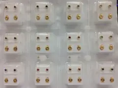 Steril Küpe 12 Çift Renkli Taşlı Küpe Tabakası Gümüş Karışık farklı açıdan görünüm
