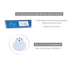 Elektro-mag M4800M 24 Tüp Mikrolitre Santrifüj Cihazı yakın plan detay